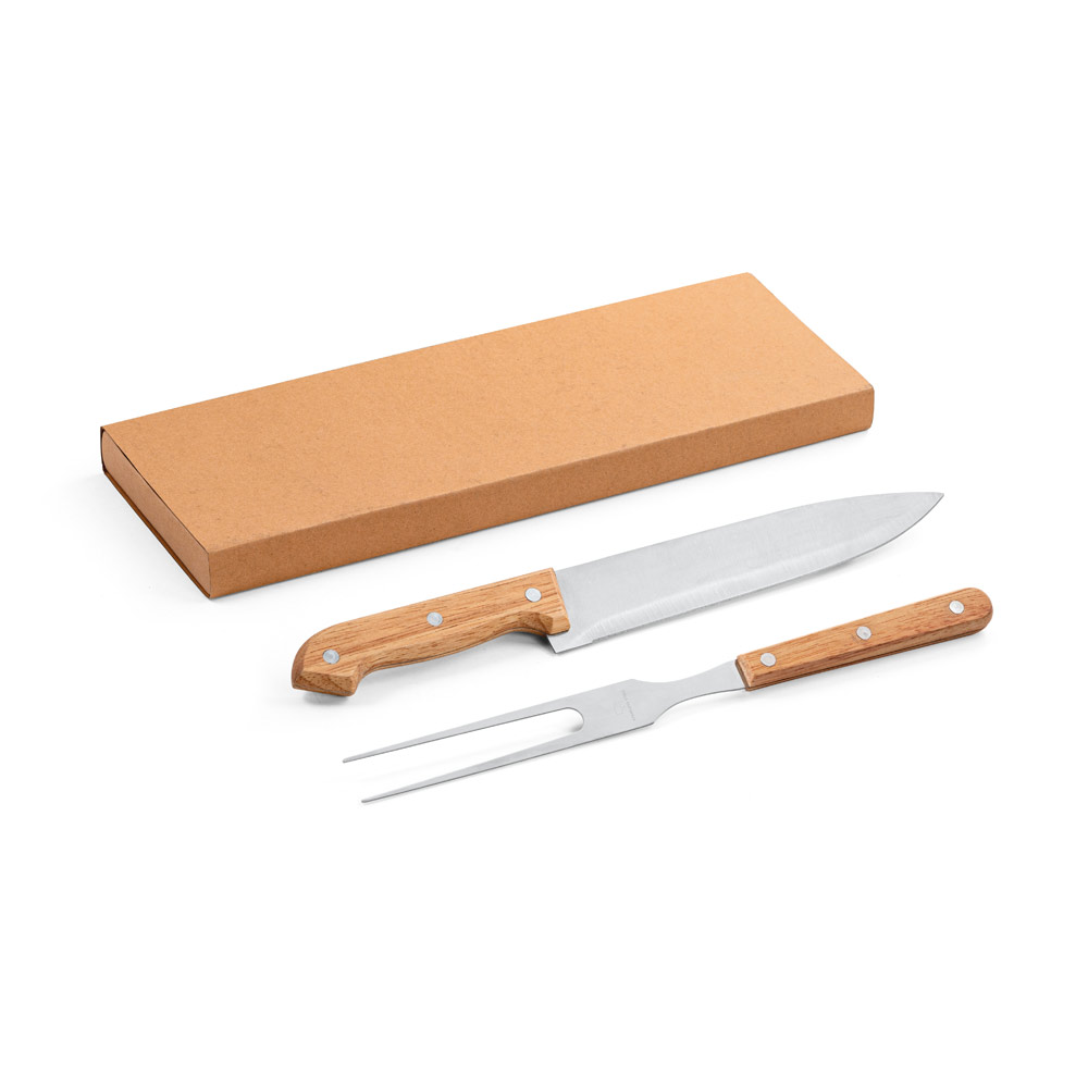 SALSA. Set per barbecue composto da 2 utensili in bambú e acciaio inossidabile