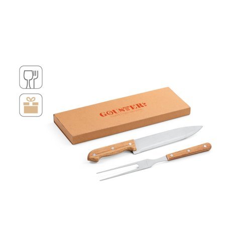 SALSA. Grill-Set aus Bambus und Edelstahl 2-teilig bestehend aus einer Grillgabel und einem Messer