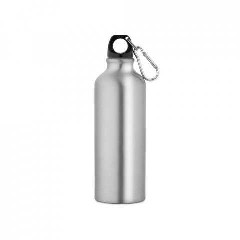 RE-LANDSCAPE M. Рециклирана алуминиева (100% rAL) бутилка с карабинер 530 мл - Сатенено сребро
