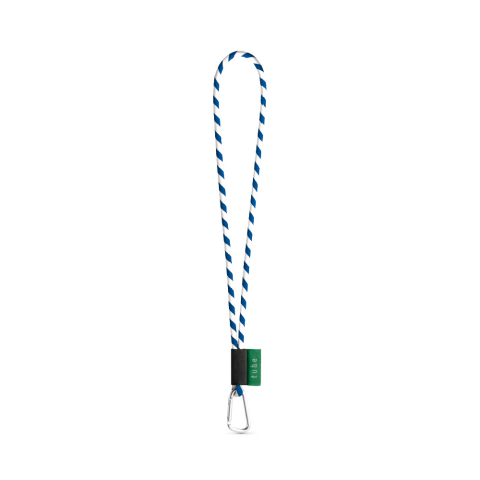 Lanyard TUBE Long (&Oslash; 7 mm). Available in 24 standard colors and fully customizable - White/Royal blue
