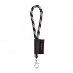 Lanyard TUBE Short (&Oslash; 7 mm). Disponible en 24 couleurs standard et enti&egrave;rement personnalisable - Noir/Gris