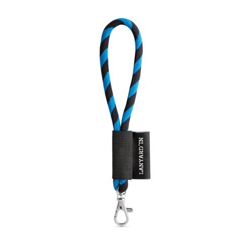 Lanyard TUBE Short (&Oslash; 7 mm). Verkrijgbaar in 24 standaardkleuren en volledig aanpasbaar - Zwart/Royal blauw