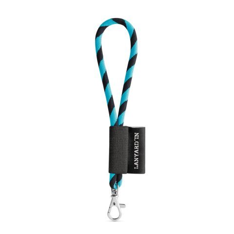 Lanyard TUBE Short (&Oslash; 7 mm). Verkrijgbaar in 24 standaardkleuren en volledig aanpasbaar - 353 - Zwart/Licht blauw