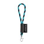Lanyard TUBE Short (&Oslash; 7 mm). Verkrijgbaar in 24 standaardkleuren en volledig aanpasbaar - 353 - Zwart/Licht blauw