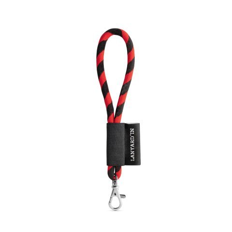 Lanyard TUBE Short (&Oslash; 7 mm). Verkrijgbaar in 24 standaardkleuren en volledig aanpasbaar - Zwart/Rood