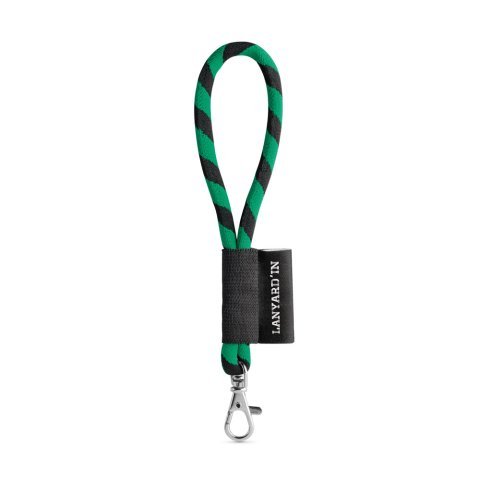 Lanyard TUBE Short (&Oslash; 7 mm). Verkrijgbaar in 24 standaardkleuren en volledig aanpasbaar - Zwart/Groen