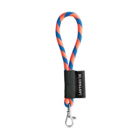 Lanyard TUBE Short (&Oslash; 7 mm). Verkrijgbaar in 24 standaardkleuren en volledig aanpasbaar - Oranje hexachrome/Royal blauw