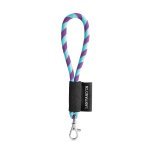 Lanyard TUBE Short (&Oslash; 7 mm). Verkrijgbaar in 24 standaardkleuren en volledig aanpasbaar - Paars/Licht blauw