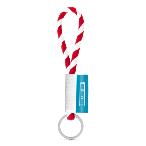 Lanyard TUBE Short (&Oslash; 7 mm). Verkrijgbaar in 24 standaardkleuren en volledig aanpasbaar - Wit/Rood