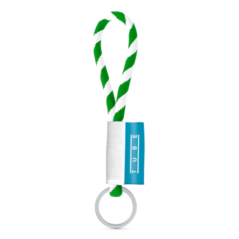 Lanyard TUBE Short (&Oslash; 7 mm). Verkrijgbaar in 24 standaardkleuren en volledig aanpasbaar - Wit/Groen