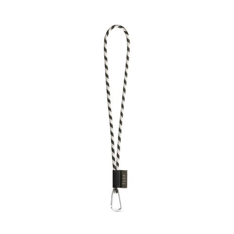 Lanyard TUBE Long (&Oslash; 7 mm). Verkrijgbaar in 96 Pantone&reg;-kleuren en volledig naar wens aan te passen - Zwart/Wit