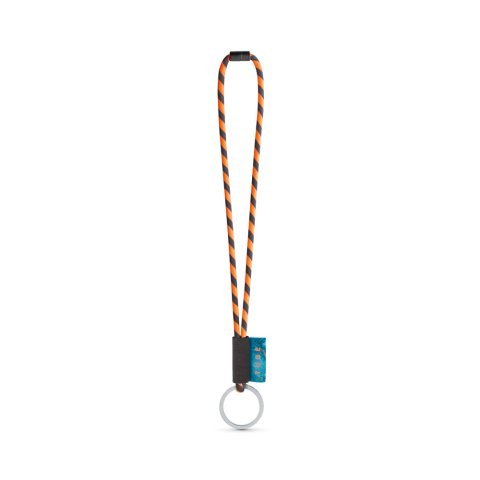 Lanyard TUBE Long (&Oslash; 7 mm). Verkrijgbaar in 96 Pantone&reg;-kleuren en volledig naar wens aan te passen - Zwart/Oranje