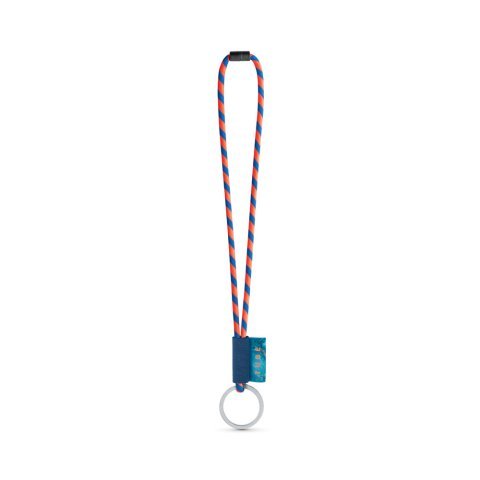 Lanyard TUBE Long (&Oslash; 7 mm). Verkrijgbaar in 96 Pantone&reg;-kleuren en volledig naar wens aan te passen - Oranje hexachrome/Royal blauw