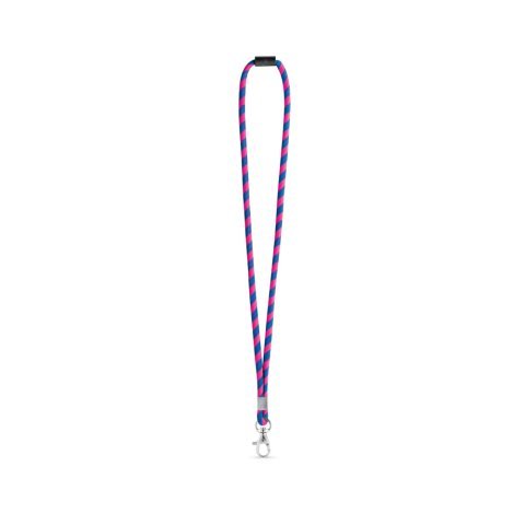 Lanyard TUBE Long (&Oslash; 7 mm). Verkrijgbaar in 96 Pantone&reg;-kleuren en volledig naar wens aan te passen - Hexachrome roze /Royal blauw