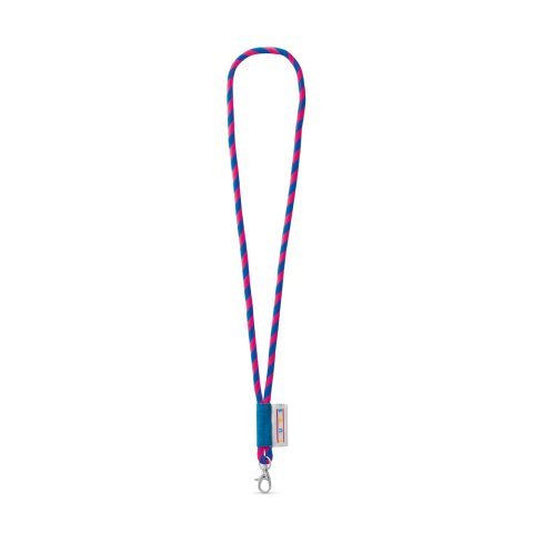 Lanyard TUBE Long (&Oslash; 7 mm). Verkrijgbaar in 96 Pantone&reg;-kleuren en volledig naar wens aan te passen - Hexachrome roze /Royal blauw