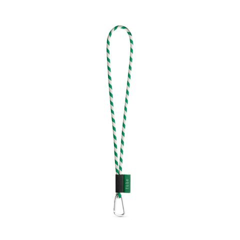 Lanyard TUBE Long (&Oslash; 7 mm). Verkrijgbaar in 96 Pantone&reg;-kleuren en volledig naar wens aan te passen - Wit/Groen