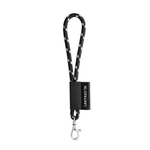 Lanyard NAUTIC Short (&Oslash; 7 mm). Verkrijgbaar in 12 standaardkleuren en volledig naar wens aan te passen - Zwart/Wit