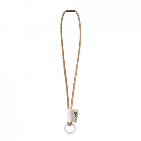 Lanyard CORK Long (&Oslash; 5 mm). Totalmente personaliz&aacute;vel - Natural