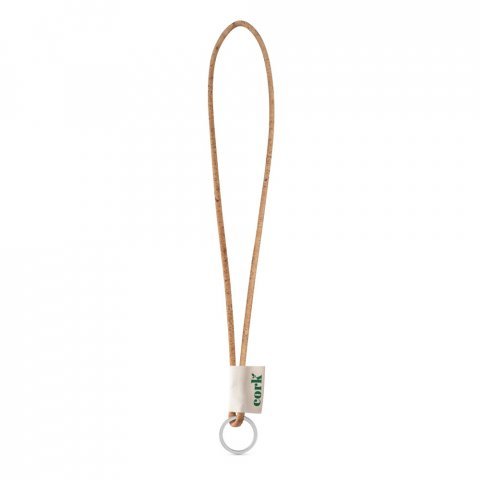 Lanyard CORK Long (&Oslash; 5 mm). Totalmente personaliz&aacute;vel - Natural