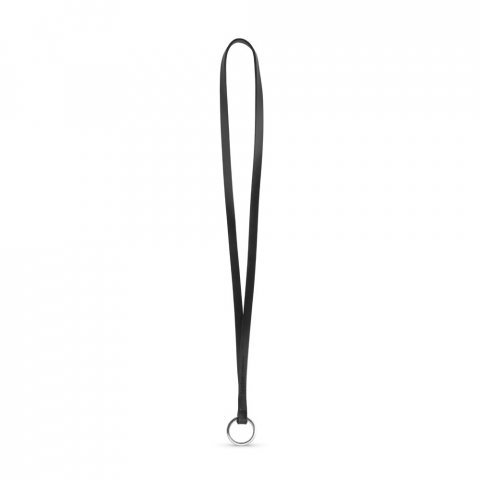 Lanyard LEATHER Long Slim (10 mm). Fully customizable - 300 - Black