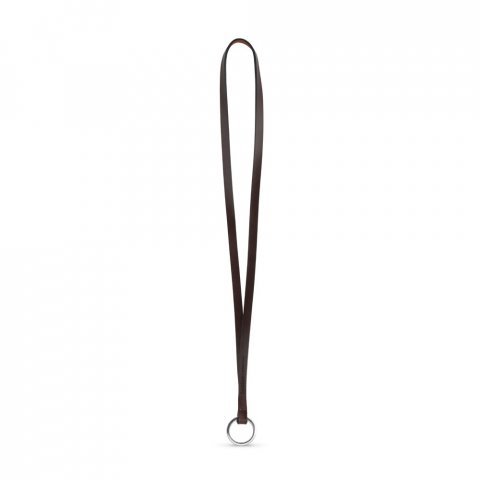 Lanyard LEATHER Long Slim (10 mm). Fully customizable - Brown