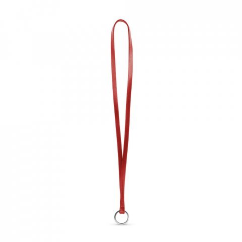 Lanyard LEATHER Long Slim (10 mm). Fully customizable - Metallic red