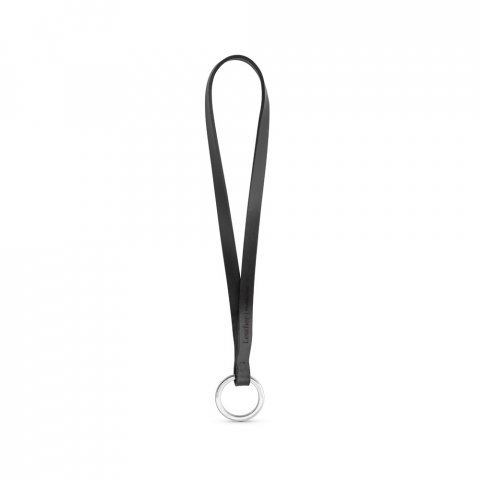 Schl&uuml;sselband aus Leder, kurz und schmal (10 mm). Vollst&auml;ndig individualisierbar - 300 - Schwarz