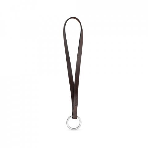 Schl&uuml;sselband aus Leder, kurz und schmal (10 mm). Vollst&auml;ndig individualisierbar - Braun