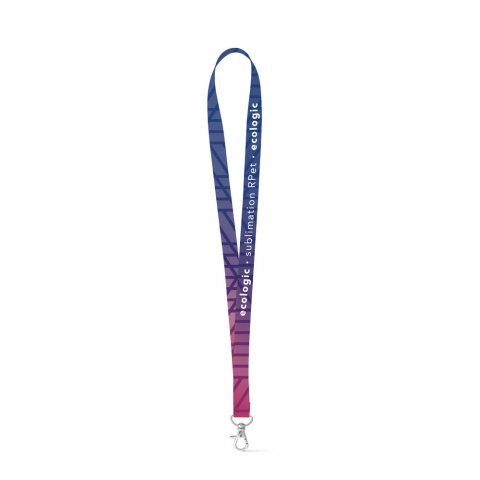 Lanyard SUBLIMATION Long II (20 mm) em poli&eacute;ster reciclado (100% rPET), sublima&ccedil;&atilde;o dos 2 lados e totalmente personaliz&aacute;vel - Branco