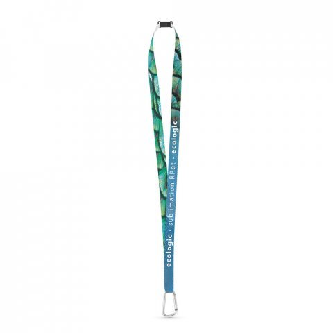 Lanyard SUBLIMATION Long Slim I (15 mm) in recycled polyester (100% rPET), sublimation on one side and fully customizable - 301 - White