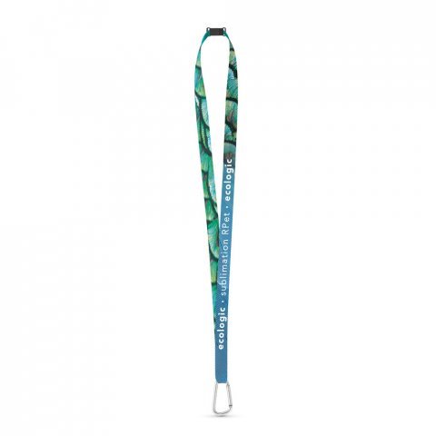 Lanyard SUBLIMATION Long Slim II (15 mm) in recycled polyester (100% rPET), sublimation on both sides and fully customizable - 301 - White