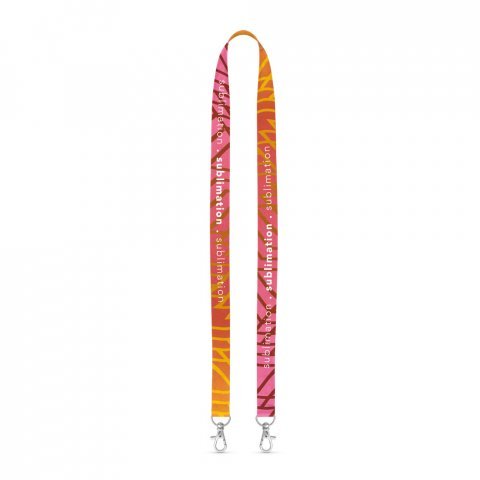 Lanyard SUBLIMATION Long II Duo (20 mm) em poli&eacute;ster, com 2 costuras, sublima&ccedil;&atilde;o dos 2 lados e totalmente personaliz&aacute;vel - Branco