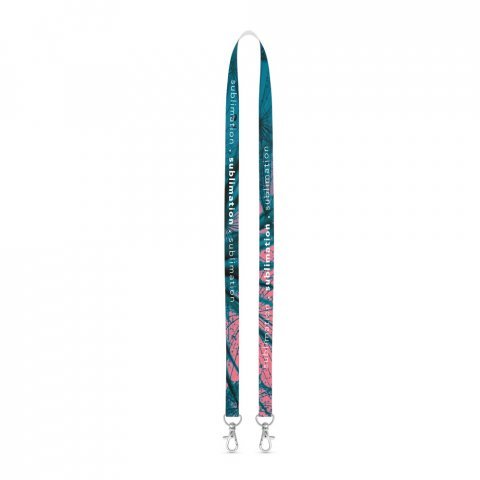 Lanyard SUBLIMATION Long Slim I Duo (15 mm) em poli&eacute;ster, com 2 costuras, sublima&ccedil;&atilde;o de 1 lado e totalmente personaliz&aacute;vel - Branco