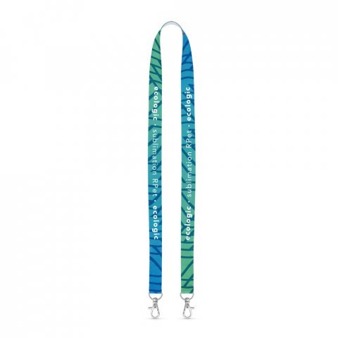 Lanyard SUBLIMATION Long I Duo (20 mm) aus recyceltem Polyester (100% rPET), mit 2 N&auml;hten, einseitiger Sublimation und vollst&auml;ndig individualisierbar - 301 - Wei&szlig;