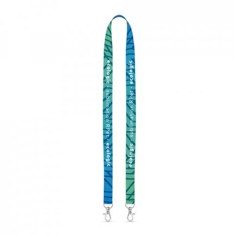 Lanyard SUBLIMATION Long II Duo (20 mm) aus recyceltem Polyester (100% rPET), mit 2 N&auml;hten, Sublimation auf beiden Seiten und vollst&auml;ndig individualisierbar - 301 - Wei&szlig;