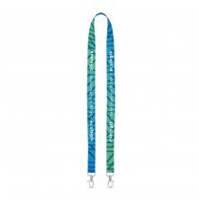 Lanyard SUBLIMATION Long II Duo (20 mm) gemaakt van gerecycled polyester (100% rPET), met 2 naden, sublimatie aan beide zijden en volledig aanpasbaar