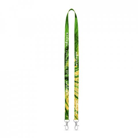 Lanyard SUBLIMATION Long Slim II Duo (15 mm) in recycled polyester (100% rPET), with 2 seams, sublimation on both sides and fully customizable - 301 - White