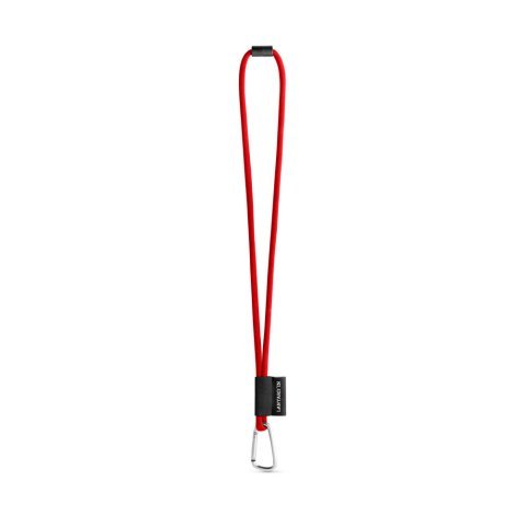 75089. SET Lanyard TUBE Long (&Oslash; 7 mm) with D-shape carabiner 55 mm and safety lock &Oslash; 7 mm - 302 - Red