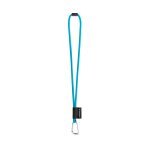 75089. SET Lanyard TUBE Long (&Oslash; 7 mm) with D-shape carabiner 55 mm and safety lock &Oslash; 7 mm - 304 - Light blue