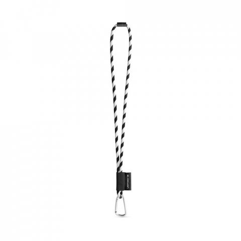 75089. SET Lanyard TUBE Long (&Oslash; 7 mm) with D-shape carabiner 55 mm and safety lock &Oslash; 7 mm - Black/White