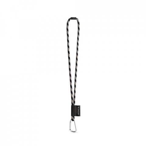 75089. SET Lanyard TUBE Long (&Oslash; 7 mm) 55 mm-es D-alak&uacute; karabinerrel &eacute;s &Oslash; 7 mm-es biztons&aacute;gi csattal - Fekete/Sz&uuml;rke