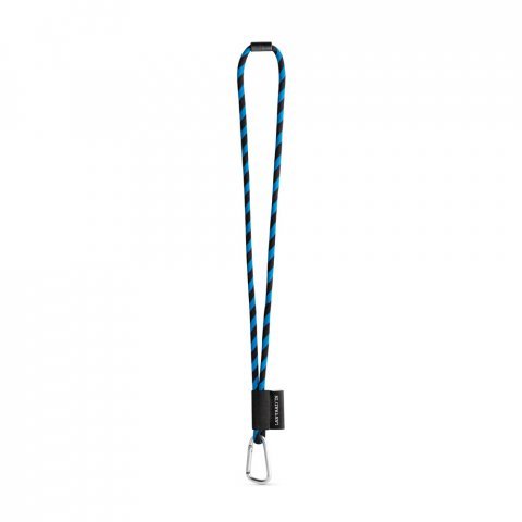75089. SET Lanyard TUBE Long (&Oslash; 7 mm) with D-shape carabiner 55 mm and safety lock &Oslash; 7 mm - Black/Royal blue