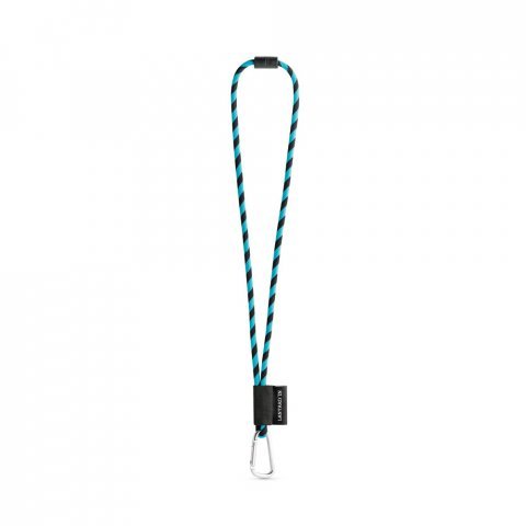 75089. SET Lanyard TUBE Long (&Oslash; 7 mm) with D-shape carabiner 55 mm and safety lock &Oslash; 7 mm - 353 - Black/Light blue