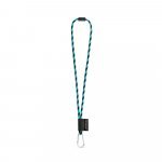 75089. SET Lanyard TUBE Long (&Oslash; 7 mm) with D-shape carabiner 55 mm and safety lock &Oslash; 7 mm - 353 - Black/Light blue