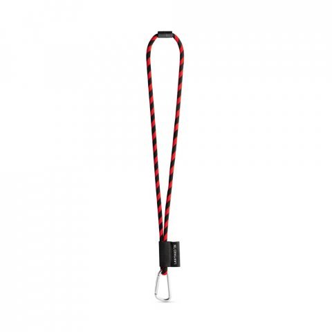 75089. SET Lanyard TUBE Long (&Oslash; 7 mm) with D-shape carabiner 55 mm and safety lock &Oslash; 7 mm - Black/Red