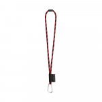 75089. SET Lanyard TUBE Long (&Oslash; 7 mm) with D-shape carabiner 55 mm and safety lock &Oslash; 7 mm - Black/Red