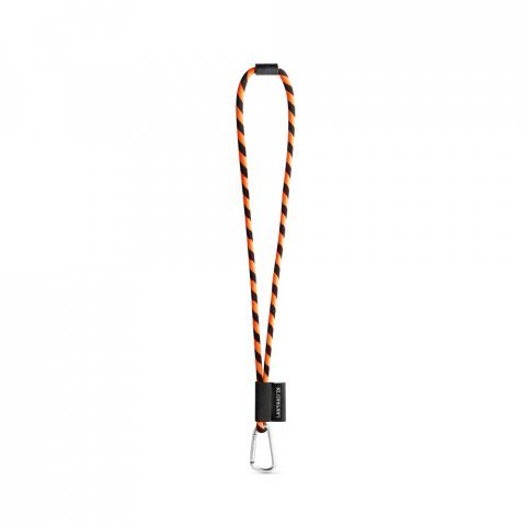 75089. SET Lanyard TUBE Long (&Oslash; 7 mm) with D-shape carabiner 55 mm and safety lock &Oslash; 7 mm - Black/Orange