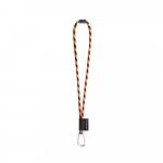 75089. SET Lanyard TUBE Long (&Oslash; 7 mm) with D-shape carabiner 55 mm and safety lock &Oslash; 7 mm - Black/Orange