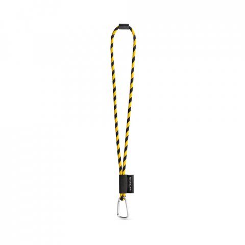 75089. SET Lanyard TUBE Long (&Oslash; 7 mm) with D-shape carabiner 55 mm and safety lock &Oslash; 7 mm - Black/Yellow