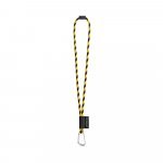 75089. SET Lanyard TUBE Long (&Oslash; 7 mm) with D-shape carabiner 55 mm and safety lock &Oslash; 7 mm - Black/Yellow